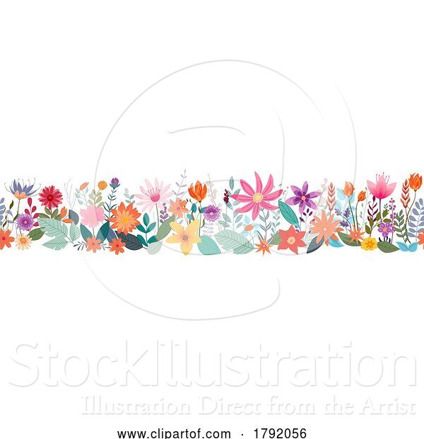 Vector Illustration of Wild Flowers Seamless Abstract Pattern Design