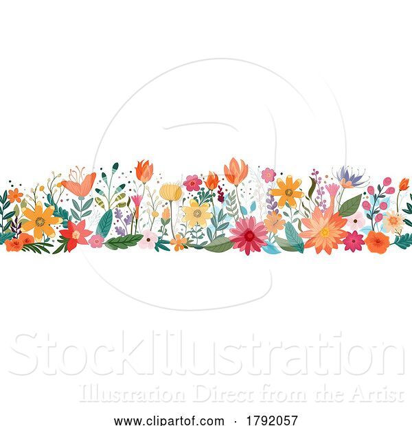 Vector Illustration of Wild Flowers Seamless Abstract Pattern Design