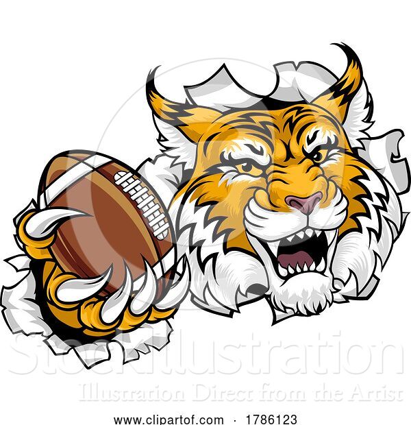 Vector Illustration of Wildcat Bobcat American Football Sport Team Mascot