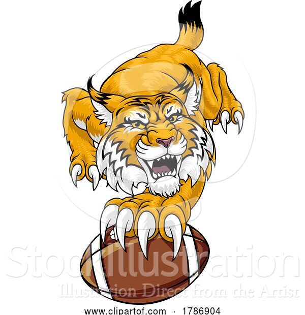 Vector Illustration of Wildcat Bobcat American Football Sport Team Mascot