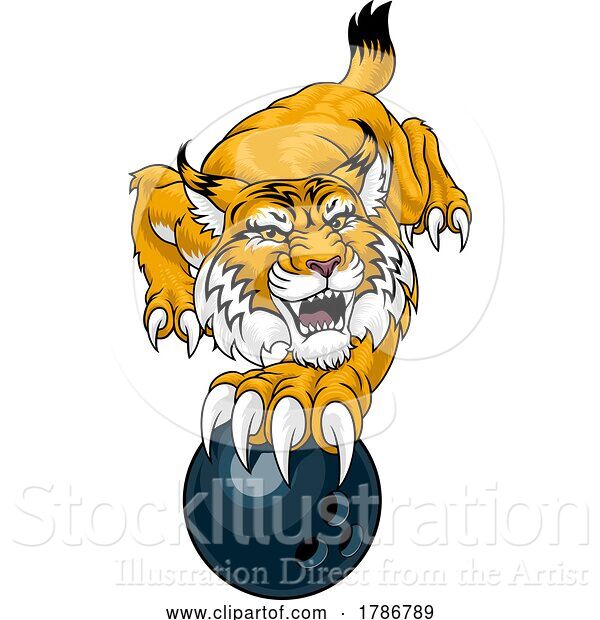 Vector Illustration of Wildcat Bobcat Bowling Animal Sports Team Mascot