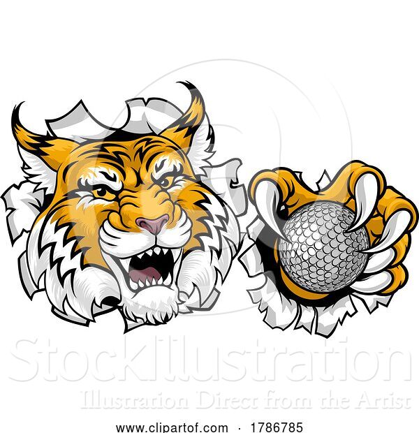 Vector Illustration of Wildcat Bobcat Golf Ball Sport Team Mascot