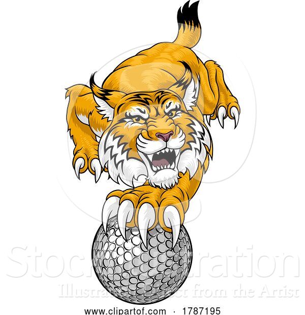 Vector Illustration of Wildcat Bobcat Golf Ball Sport Team Mascot