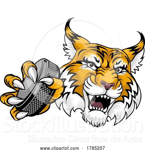 Vector Illustration of Wildcat Bobcat Ice Hockey Team Mascot