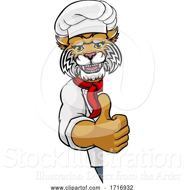 Vector Illustration of Wildcat Chef Mascot Sign Character