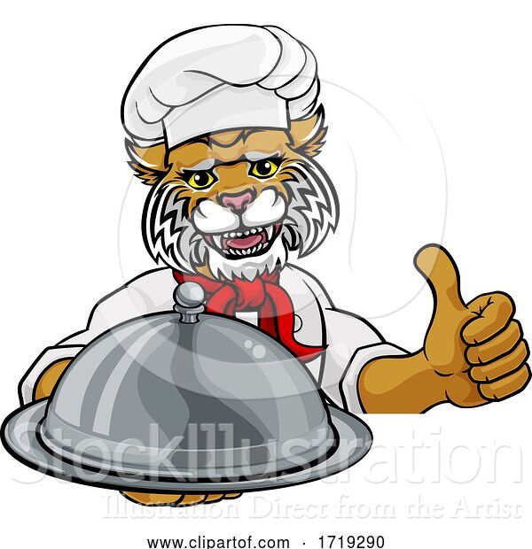 Vector Illustration of Wildcat Chef Mascot Sign Character