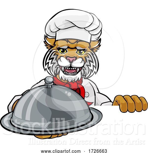 Vector Illustration of Wildcat Chef Mascot Sign Character
