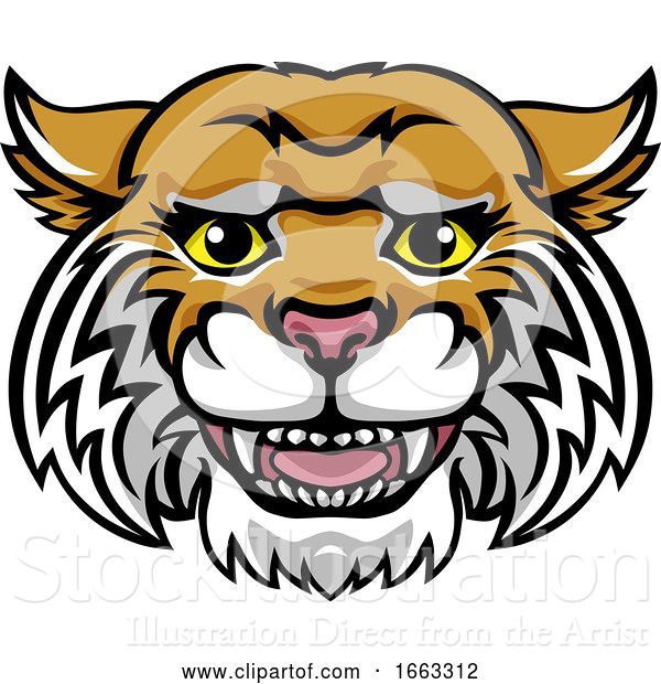 Vector Illustration of Wildcat Mascot Cute Happy Character