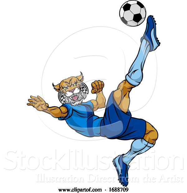 Vector Illustration of Wildcat Soccer Football Player Sports Mascot