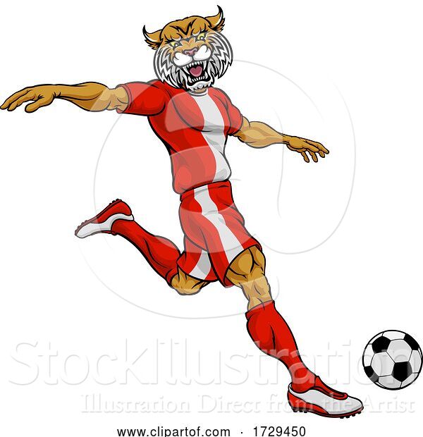Vector Illustration of Wildcat Soccer Football Player Sports Mascot