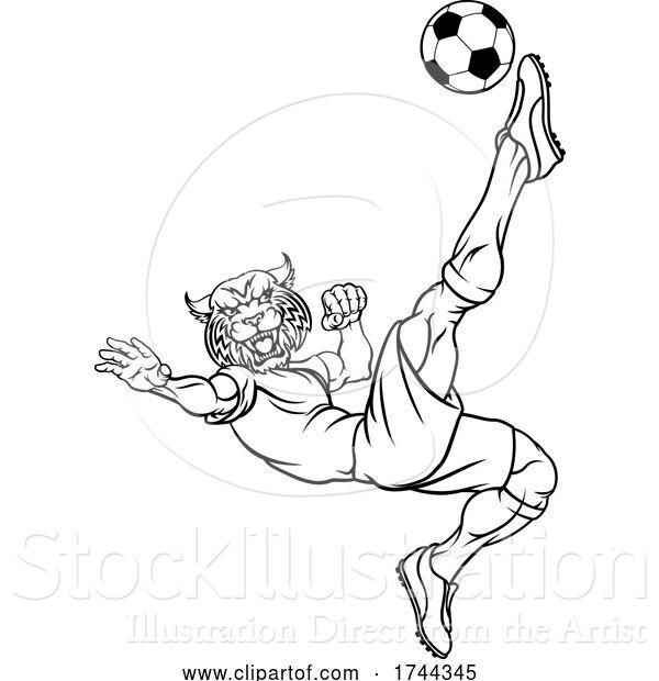 Vector Illustration of Wildcat Soccer Football Player Sports Mascot