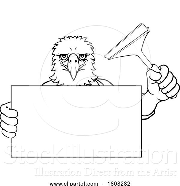 Vector Illustration of Window Cleaner Eagle Car Wash Cleaning Mascot