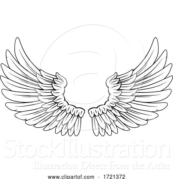 Vector Illustration of Wings Angel or Eagle Feathers Pair Illustration