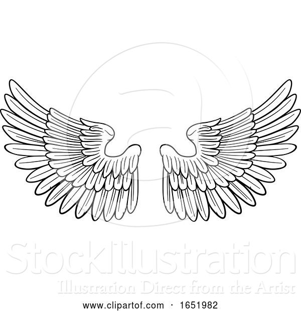 Vector Illustration of Wings Angel or Eagle Pair