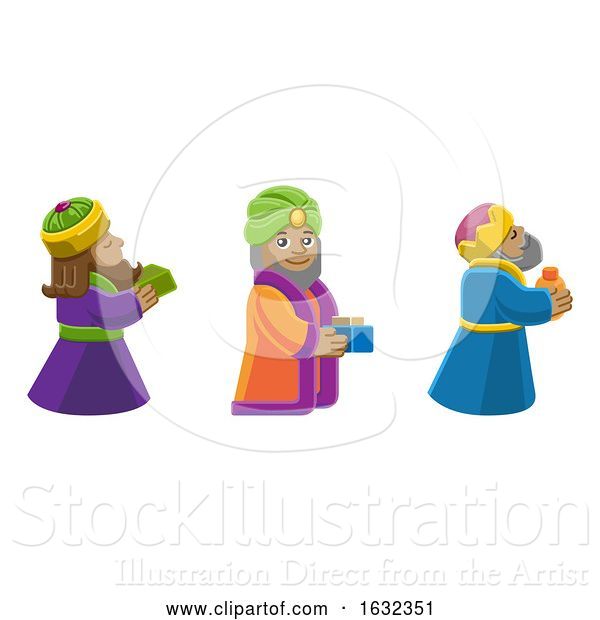 Vector Illustration of Wise Men Christmas Nativity Scene