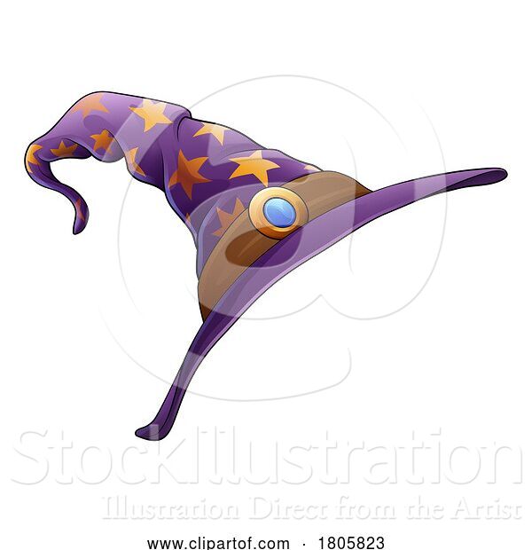 Vector Illustration of Witch Wizard Hat Halloween Wizards Magician Cap