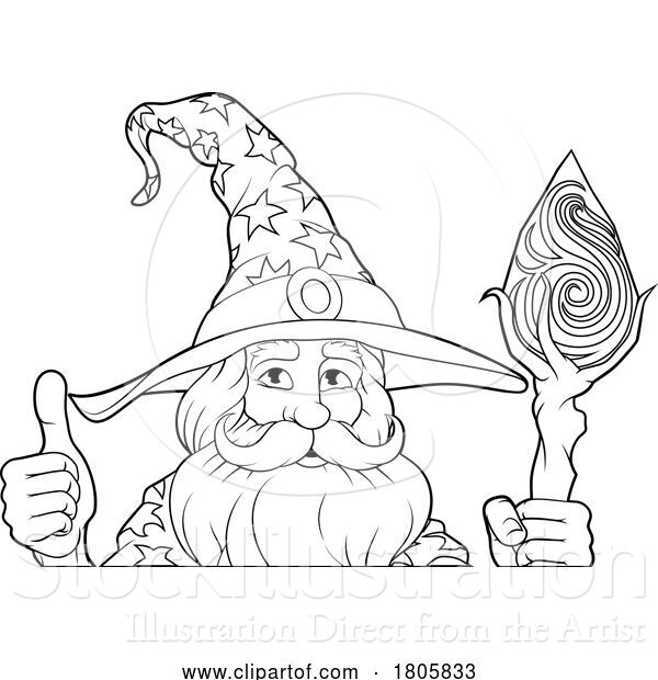 Vector Illustration of Wizard Merlin Beard Magician Guy Character