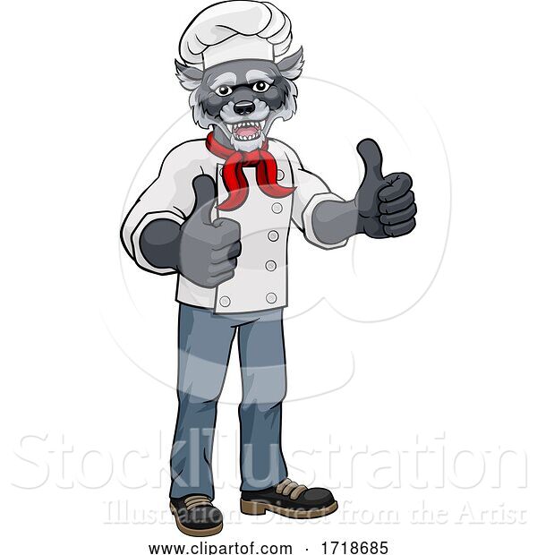 Vector Illustration of Wolf Chef Mascot Character