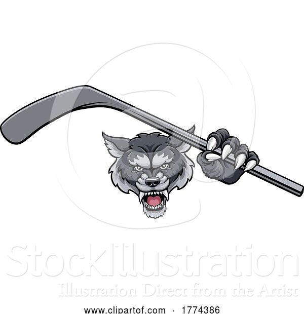 Vector Illustration of Wolf Ice Hockey Player Animal Sports Mascot