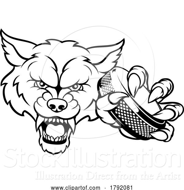 Vector Illustration of Wolf Ice Hockey Player Animal Sports Mascot