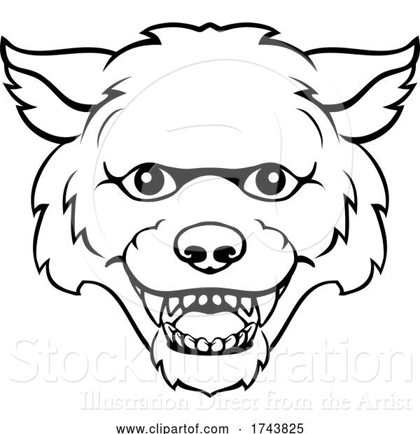 Vector Illustration of Wolf Mascot Cute Happy Character