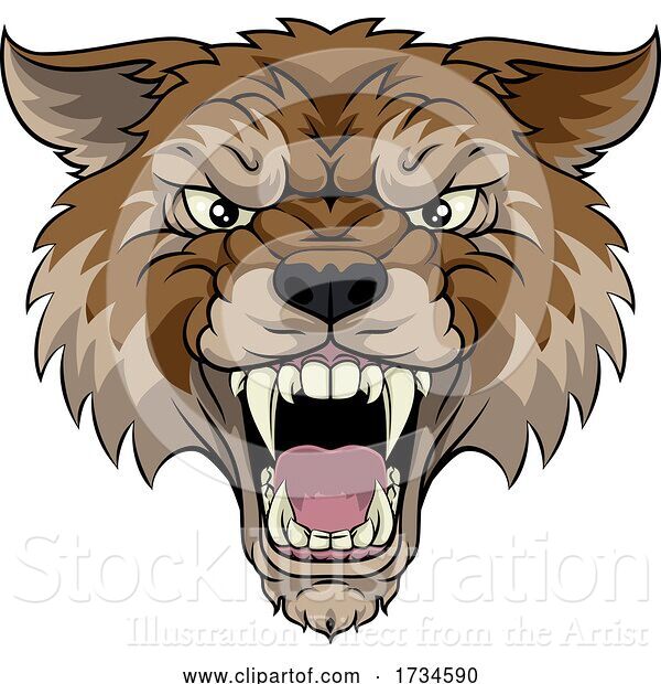 Vector Illustration of Wolf or Werewolf Monster Scary Dog Angry Mascot