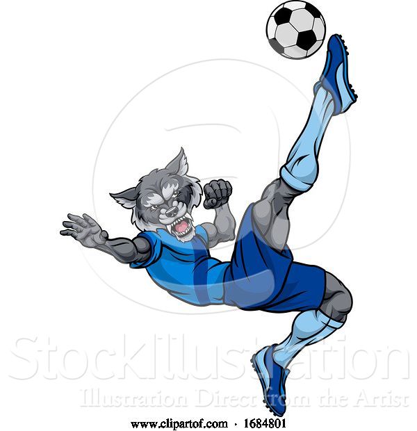 Vector Illustration of Wolf Soccer Football Player Animal Sports Mascot