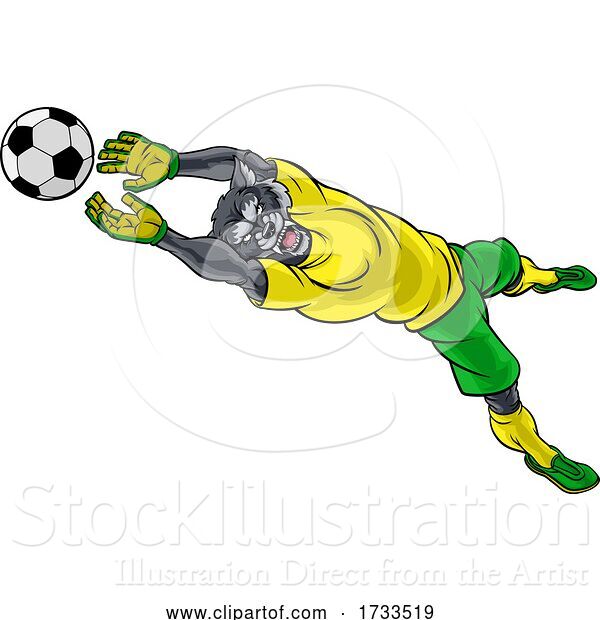 Vector Illustration of Wolf Soccer Football Player Animal Sports Mascot