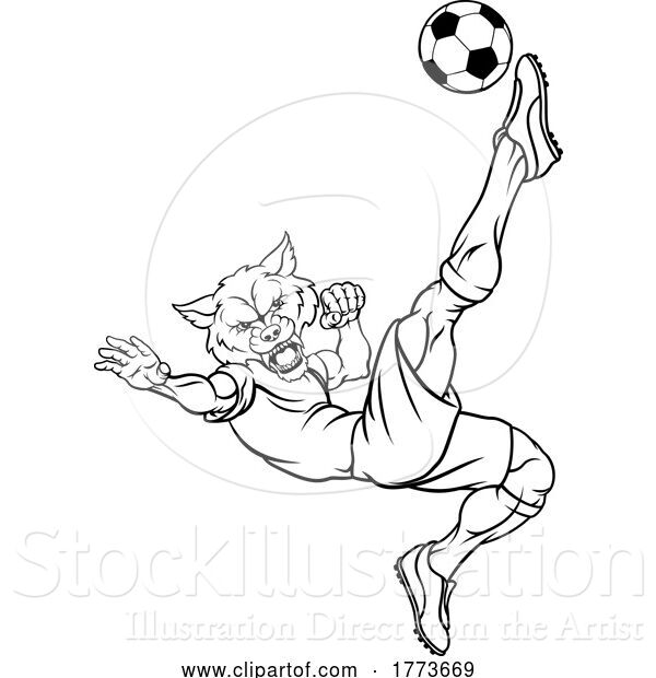 Vector Illustration of Wolf Soccer Football Player Animal Sports Mascot