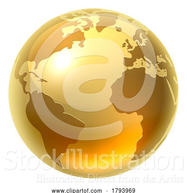 Vector Illustration of World Globe Earth Global Map Woodcut Planet