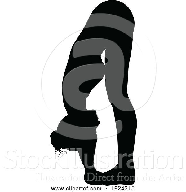 Vector Illustration of Yoga Pilates Pose Lady Silhouette