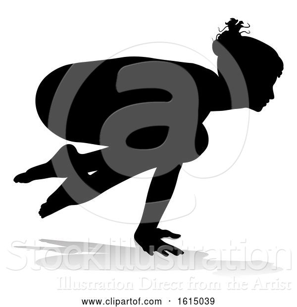Vector Illustration of Yoga Pilates Pose Lady Silhouette, on a White Background