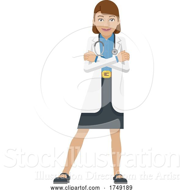 Vector Illustration of Young Lady Medical Doctor Mascot