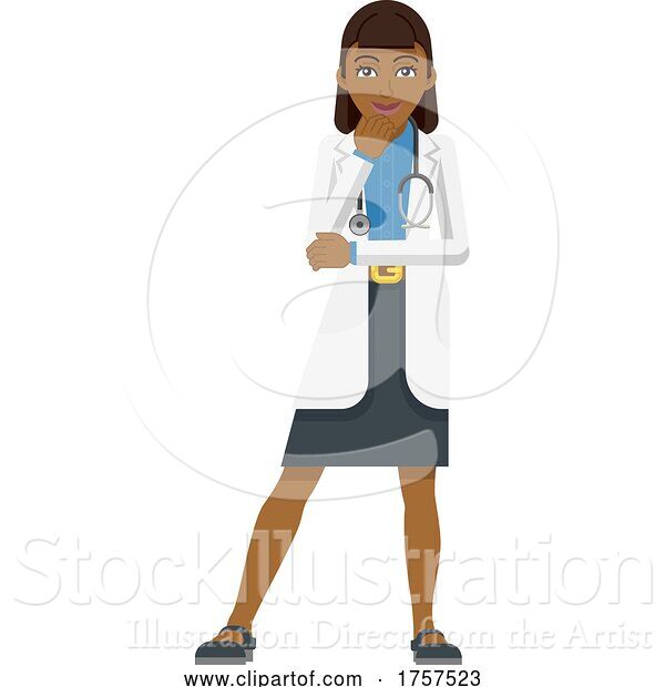 Vector Illustration of Young Lady Medical Doctor Mascot