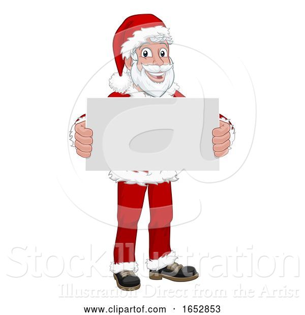 Vector Illustration of Young Santa Claus Holding Sign Christmas