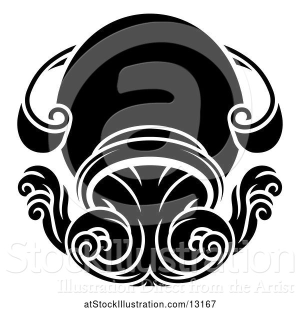 Vector Illustration of Zodiac Horoscope Astrology Aquarius Design, Black and White