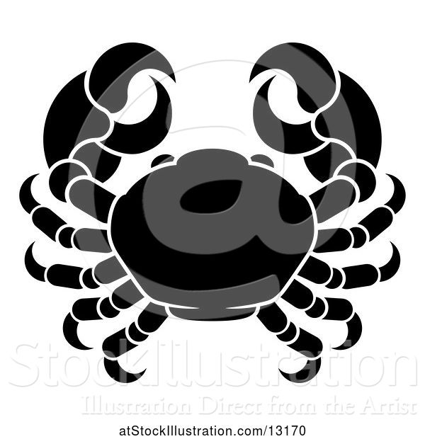 Vector Illustration of Zodiac Horoscope Astrology Cancer Crab Design, Black and White