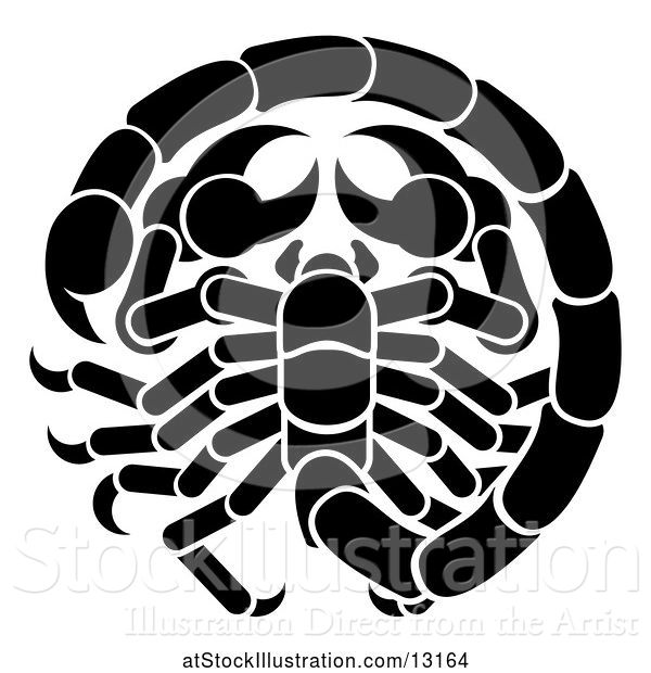 Vector Illustration of Zodiac Horoscope Astrology Scorpio Design in Black and White