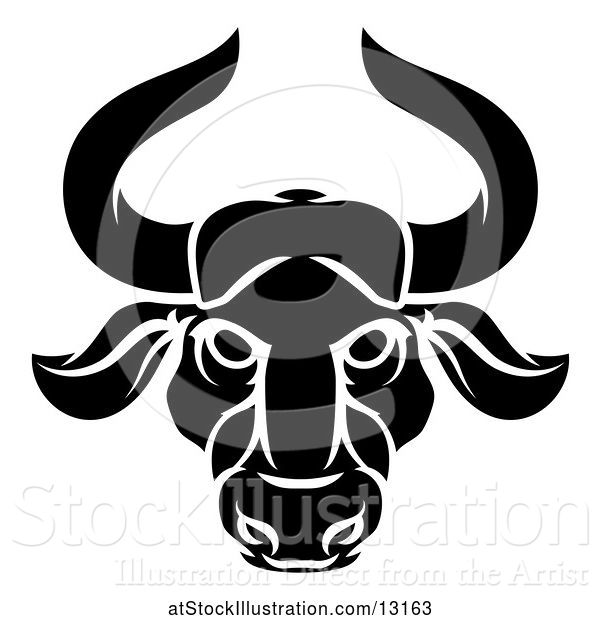 Vector Illustration of Zodiac Horoscope Astrology Taurus Bull Design in Black and White