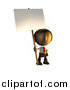 Illustration of a 3d Business Man Character Mascot Standing Holding a Sign Placard on a Pole by AtStockIllustration