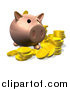 Illustration of a 3d Pig Bank with Golden Goins by AtStockIllustration