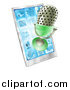 Illustration of a 3d Retro Microphone Emerging from a Cell Phone by AtStockIllustration