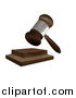 Illustration of a 3d Wooden Judges Gavel Hitting the Block by AtStockIllustration