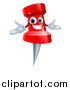 Illustration of a Happy Red Push Pin Mascot by AtStockIllustration