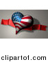 Illustration of a Heart with American Stars and Stripes on a Banner by AtStockIllustration