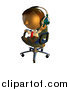 Illustration of a Pete Man Character Sitting in a Chair and Wearing Headphones by AtStockIllustration