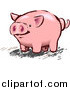 Illustration of a Pink Pig with a Curly Tail by AtStockIllustration