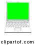 Illustration of a White Laptop Computer Facing Front, with a Green Screen by AtStockIllustration