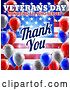 Vector Illustration of 3d Border of Patriotic Balloons over an American Themed Background with Veterans Day Honoring All Who Served Thank You Text by AtStockIllustration