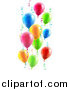 Vector Illustration of 3d Colorful Party Balloons and Confetti Ribbons by AtStockIllustration